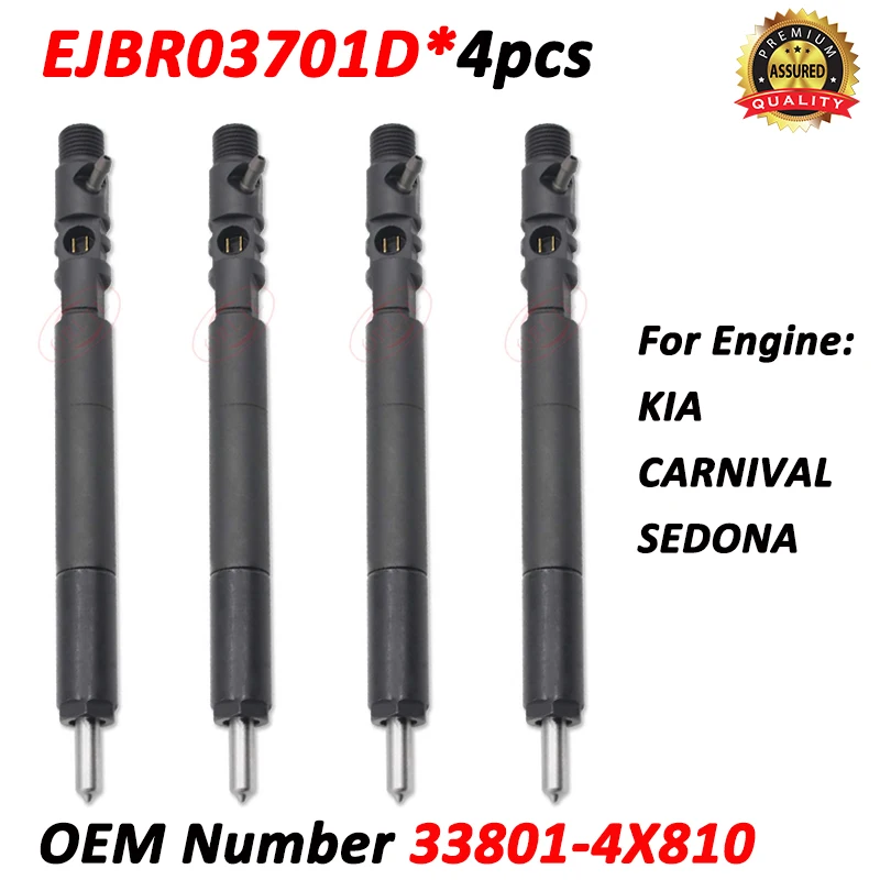 4pcs EJBR03701D Diesel Fuel Injector EJB R03701D Nozzle Spray 33801-4X810 For KIA CARNIVAL SEDONA Euro3 3701D 338014x810