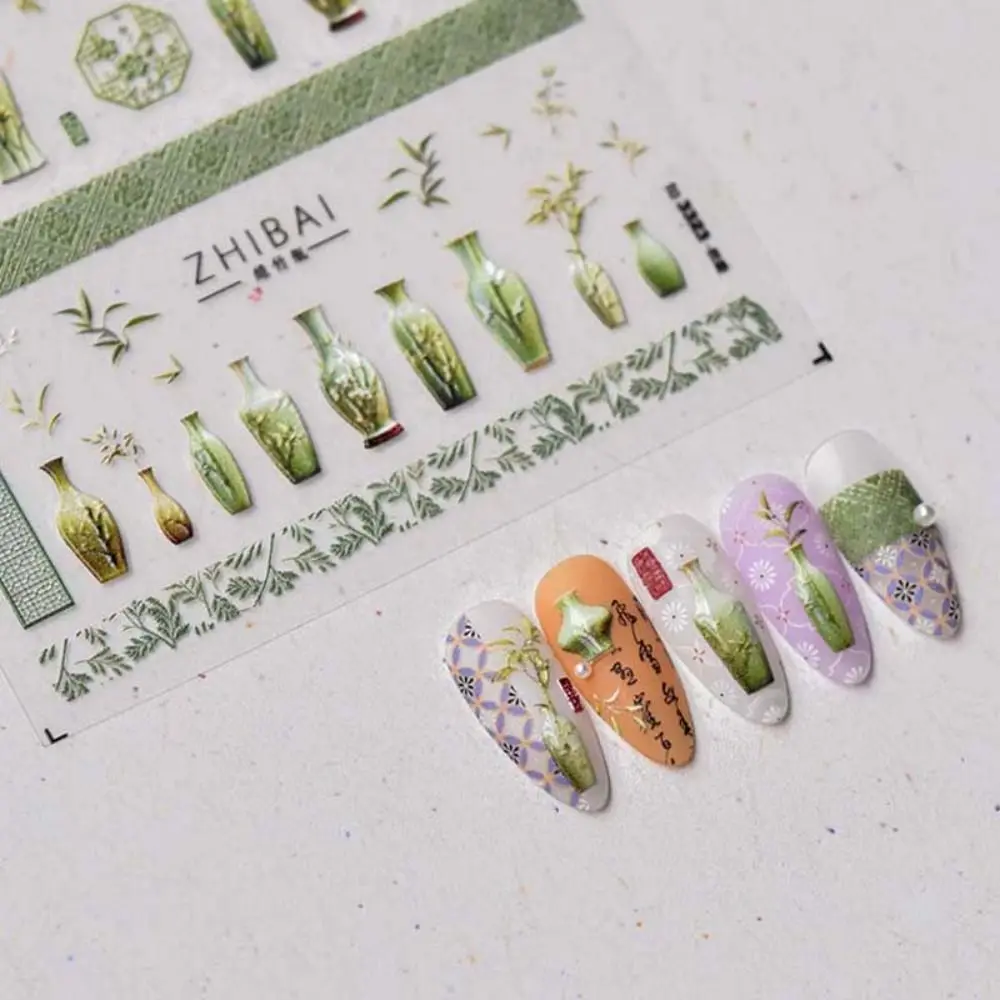 Manicure Ornaments Chinese Nail Stickers DIY Nail Charms Chinese Character Chinese Nail Decals Peony Flower Crane