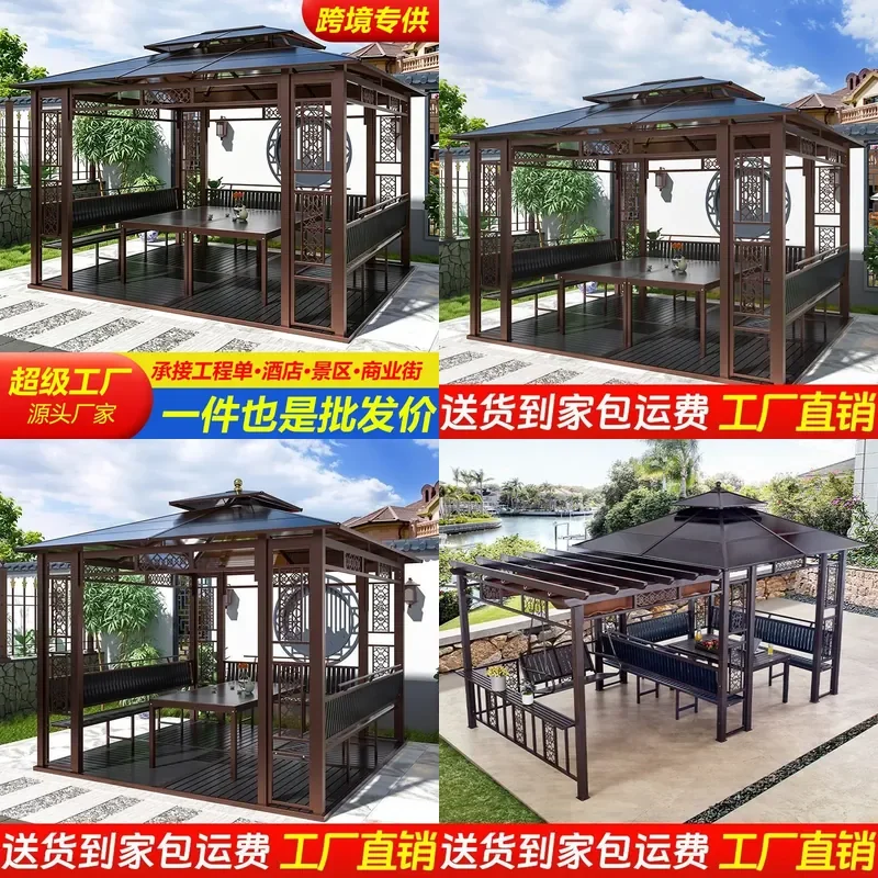 For Outdoor Gazebo Wooden Pavilion Courtyard Farmhouse Leisure Tent Villa Shading Garden Music Finished House Shed