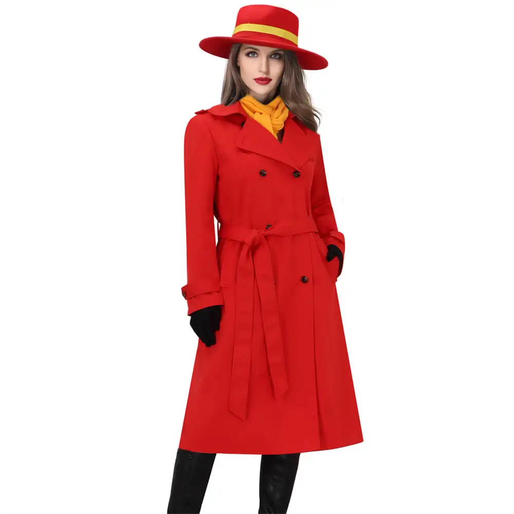 Anime Carmen Sandiego Cosplay Costume Party Dress Cartoon Halloween Birthday Outfits for Women