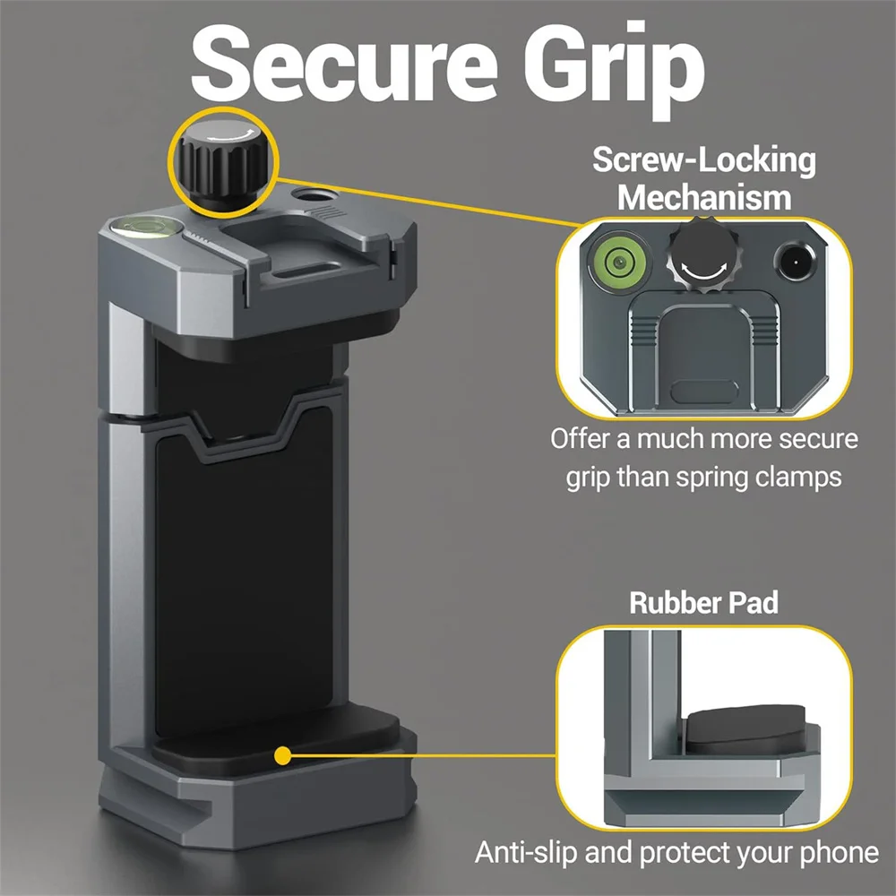 LEAPLIGHT Metal Phone Holder Tripod Mount w Cold Shoe & Arca Swiss Quick Release Plate Clamp for iPhone 16/15/14 /13/12/ Samsung