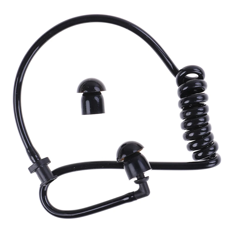 Black Replacement Coil Acoustic Air Tube Earplug For Radio Earpiece Headset
