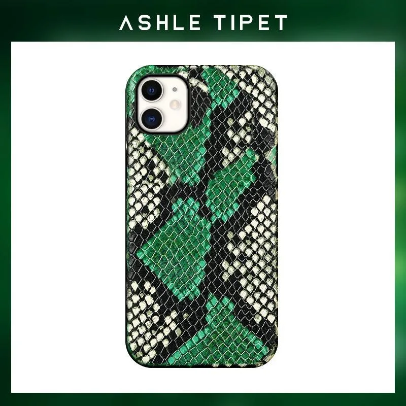 

Suitable for iPhone, genuine leather case python pattern cowhide anti-fall