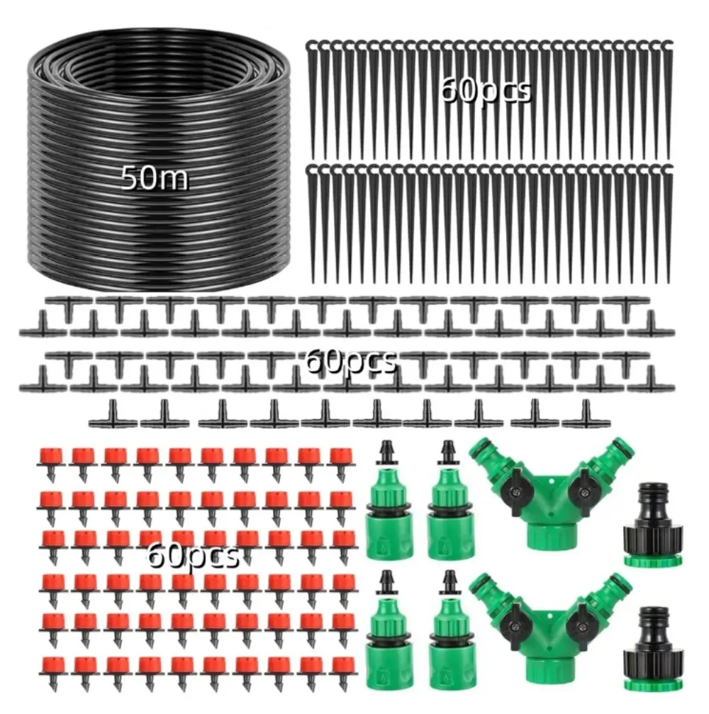 50 Meters Irrigation Set, Automatic Flower Watering Device, Outdoor Garden Potted Plants Drip Watering