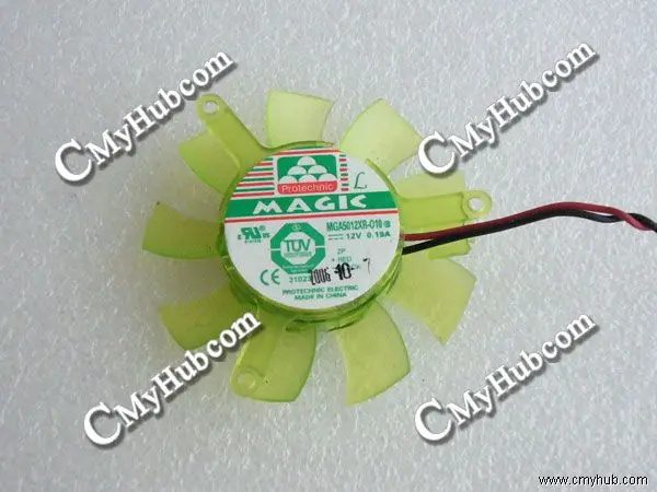 For Protechnic MGA5012XR O10 DC12V 0.19A 4410 4CM 44mm 44X44X10mm 2Pin 2Wire Graphics Cooling Fan MGA5012XR-O10  010 B Green