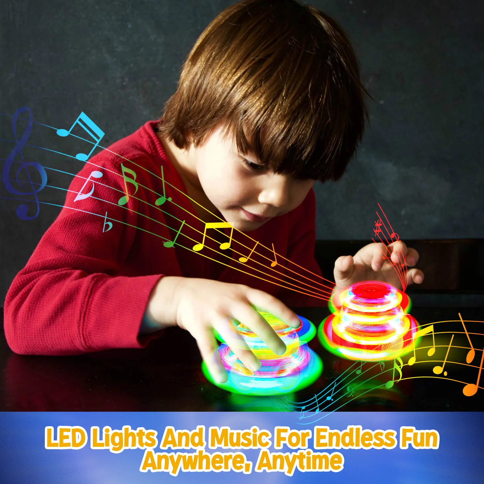 

4 Pcs Flashing Musical Gyros Toy with Lights Electric Spin Games for Childrens Playtime