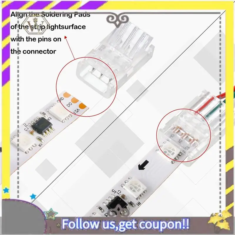 AU33-40 Pcs Solderless LED Light Strip Connectors Clear Track Lighting 3 Pin 10Mm For RGB For 5050 Strip Light