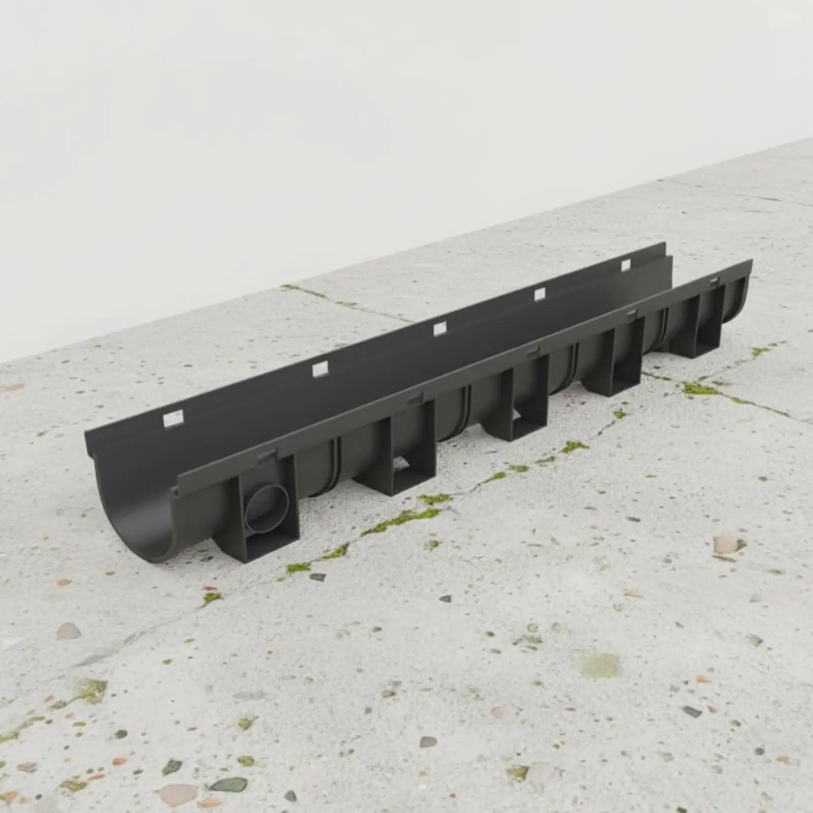 Caniveau de drainage en U pour balcon et toit, construction en PEHD, gouttière avec couvercle
