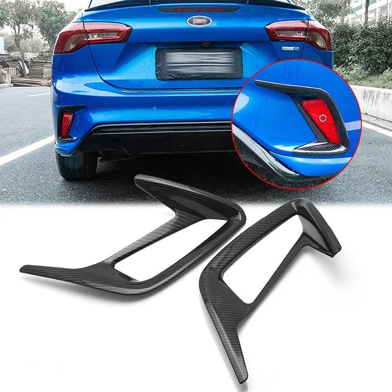 

2 Pcs Car ABS Rear Tail Fog Light Frame Cover Protection Trim Fit For Ford Focus Sedan MK4 2019 2020 Silver/Carbon Striation