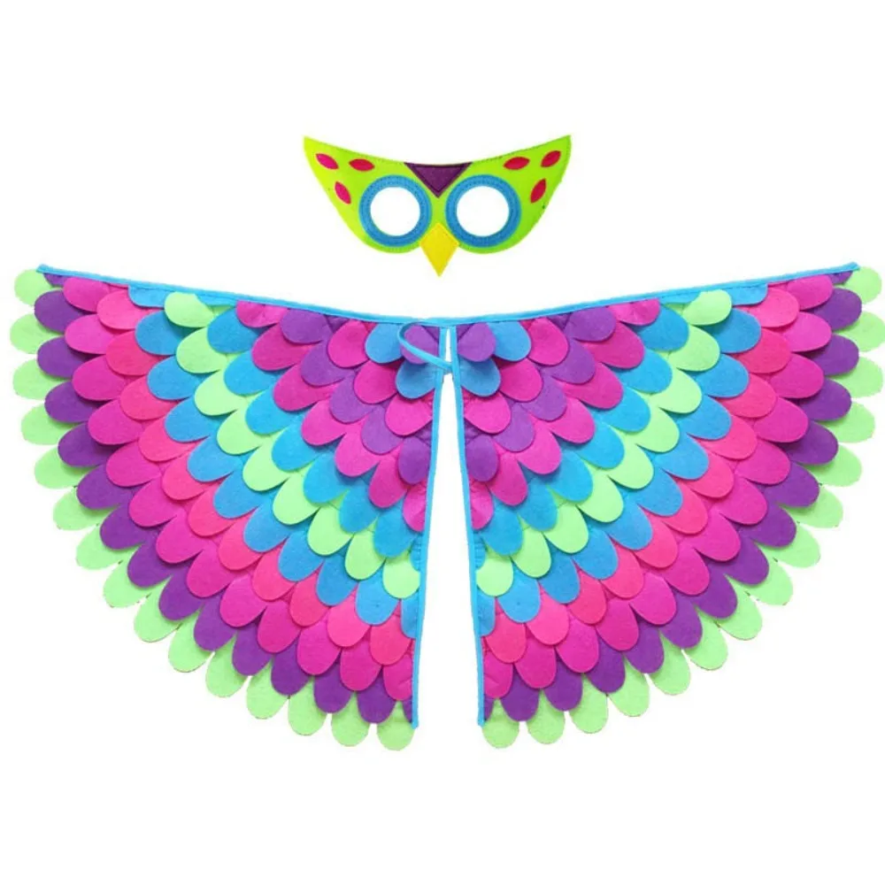 Felt Cloth Halloween Cloak with Mask Bird Wings Owl Halloween Children Costume Robe Cosplay Cape Mask Set Stage Performance