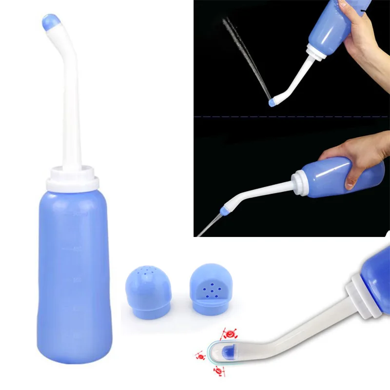 Portable Bottle 500ml Travel Personal Cleaner Hand Held Bidet Sprayer Bottle Nozzle Toilet Seat Spray Washing 2 way Blue K5