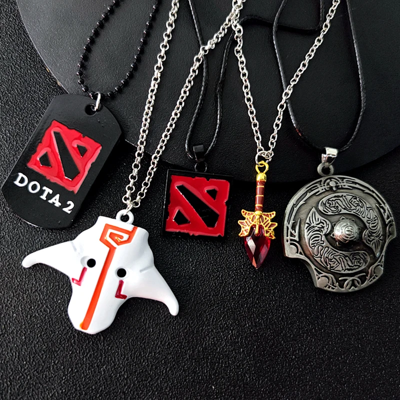 Game Dota 2 Pendant Necklace for Women Men Aghanim\'s Scepter Blue Red Stone Pendant Necklace Gaming Peripheral Accessories Gifts