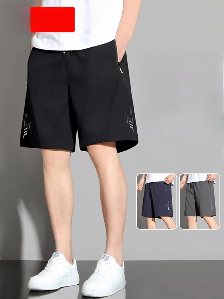 

Летние мужские орты из ледяного шелка, тонкие повседневные спортивные штаны длиной пять четвертей, прямые штаны, модные городские сле