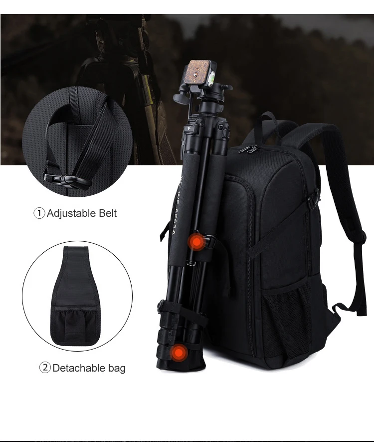 DSLR-Kameratasche, Wasserdicht, Verstellbarer Schultergurt, Robuster Reise-Fotografie-Rucksack, Geeignet für Outdoor-Aktivitäten – Detail 8