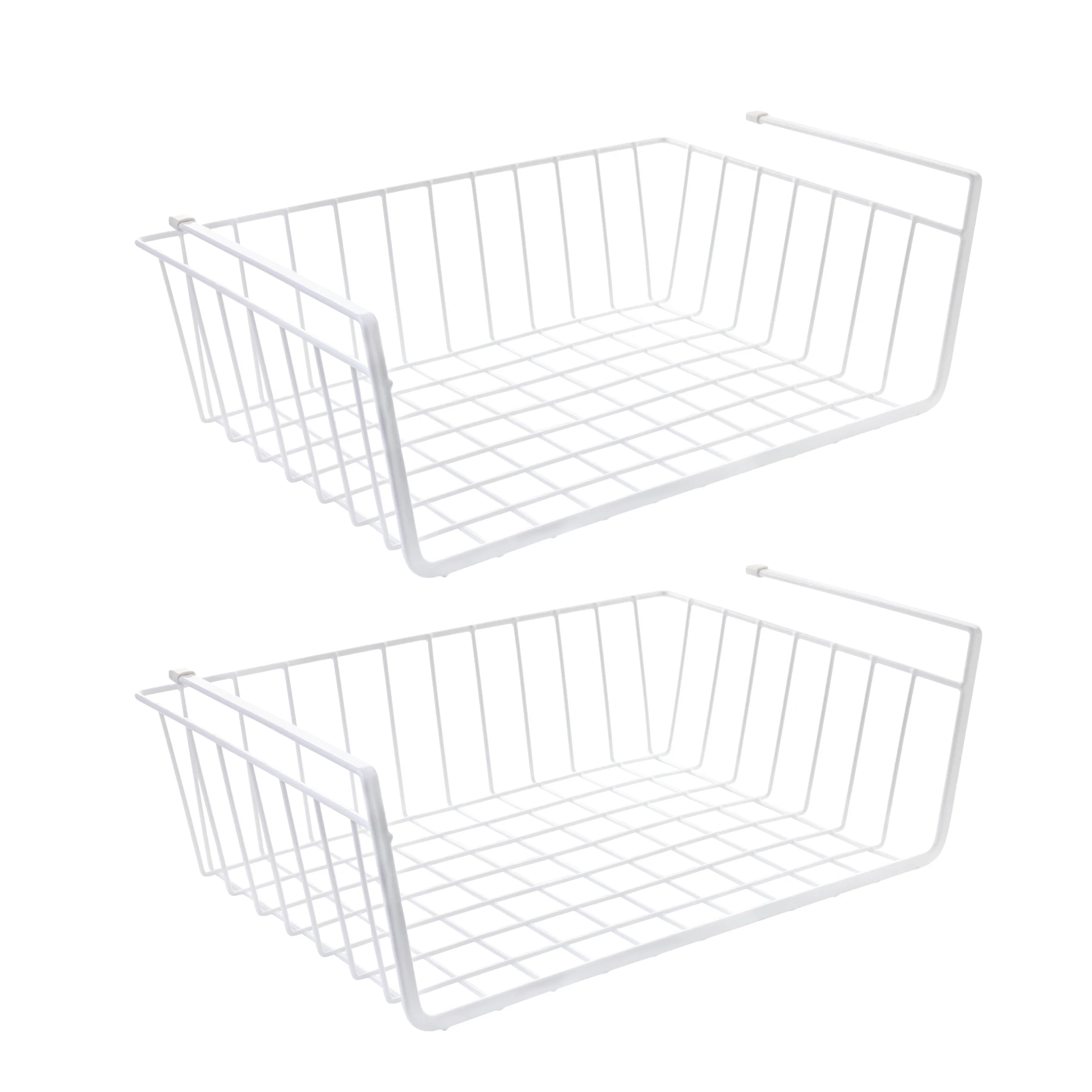 

Wire Under-Shelf Storage Baskets, Metal Cabinet and Pantry Shelf Organizer, 2 Pack, White