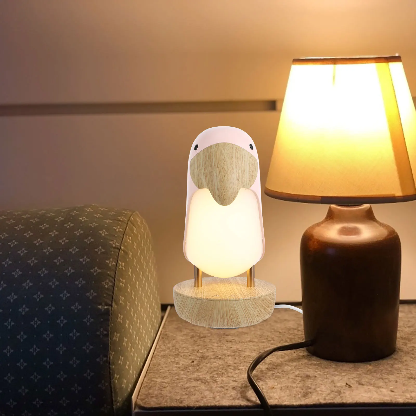 

USB Rechargeable Bird Night Lamp Compact Size LED Night Light Soft Warm Lighting for Bedroom Kids Room Desk Decoration
