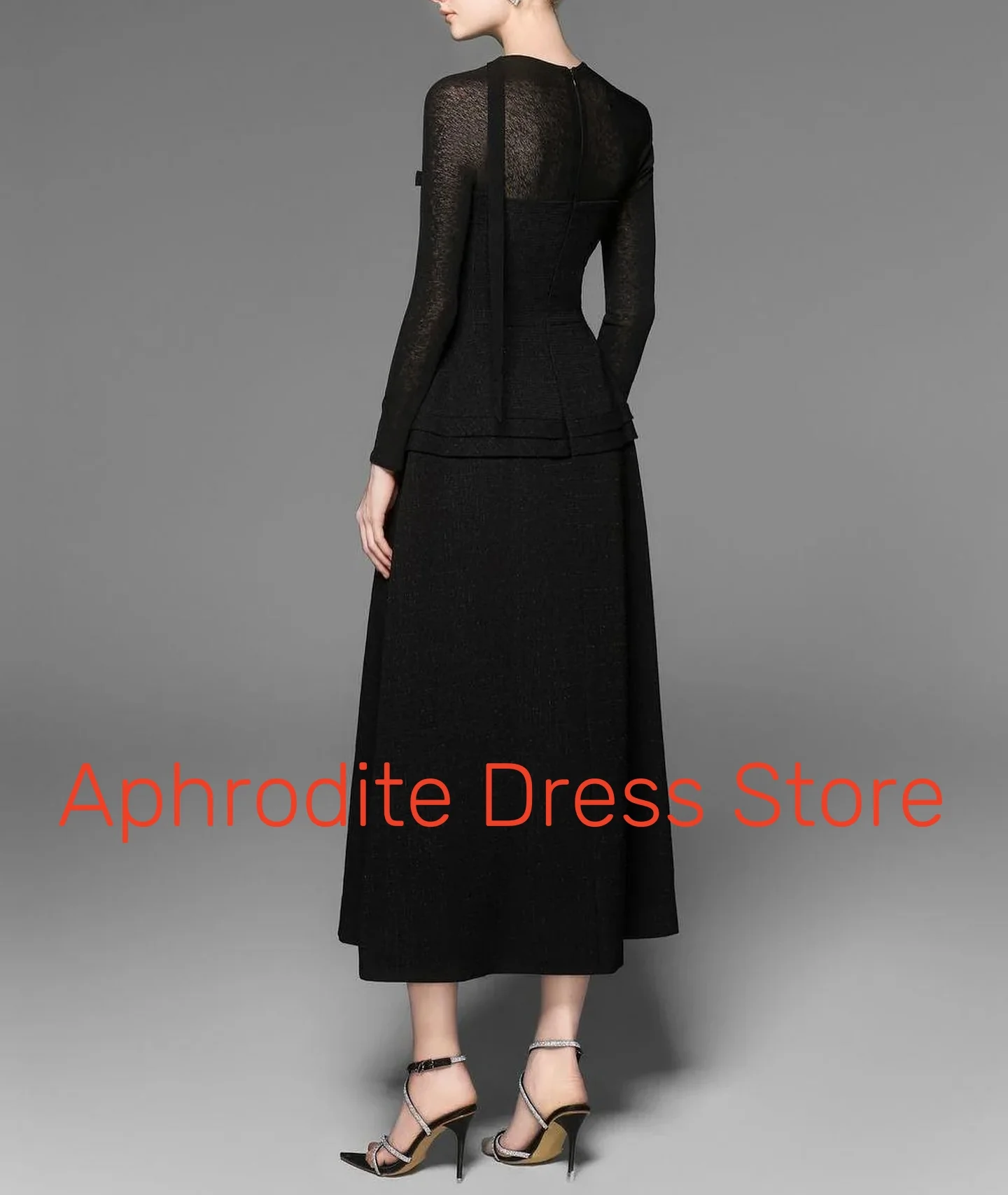 تخصيص حساسة جيرسي 3D القوس فساتين السهرة عالية الجودة ساحة الرقبة طويلة الأكمام فساتين المشاهير حجم مخصص Pr #4