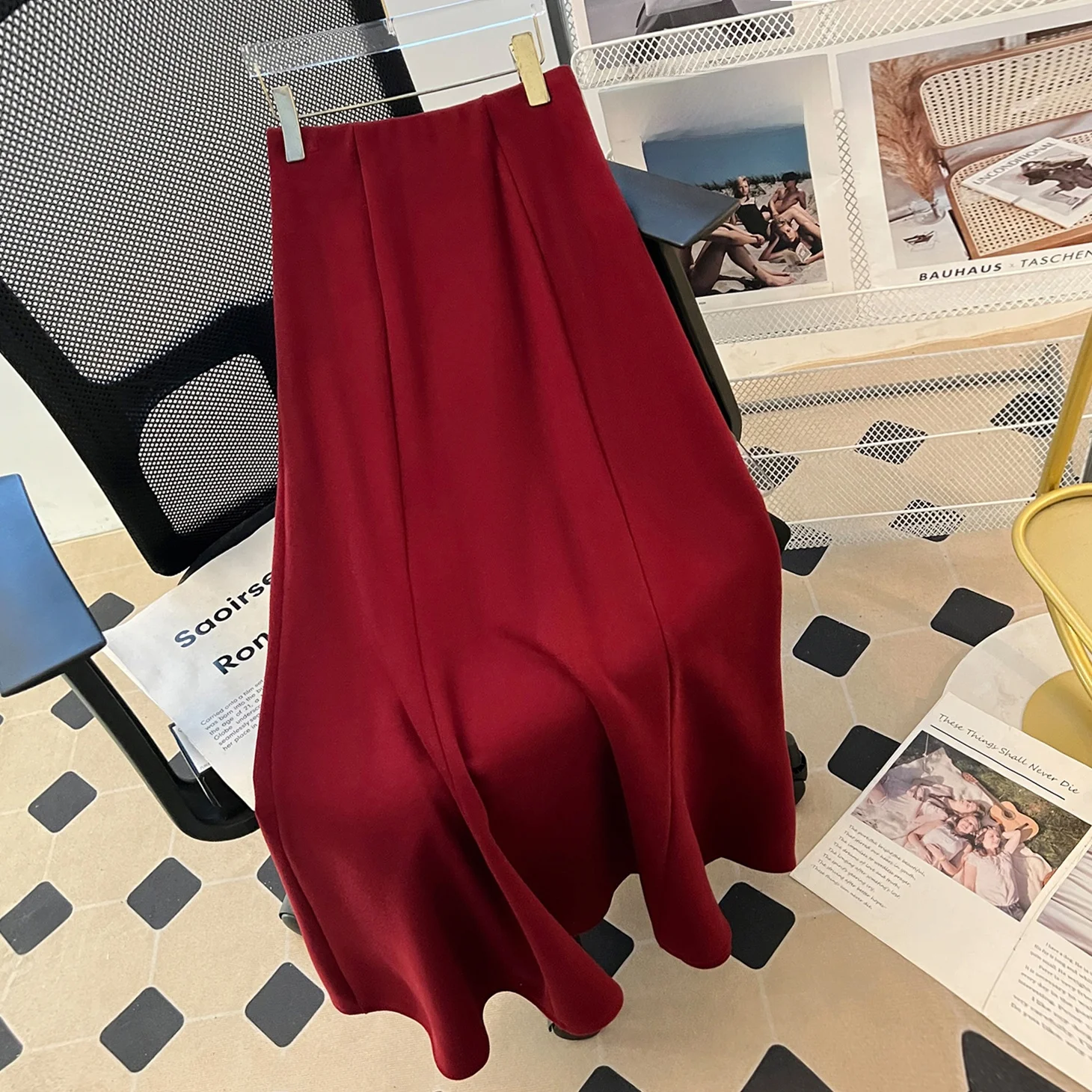 

Элегантная женская модная юбка миди с высокой талией, драпировкой и эффектом «рыбий хвост», на резинке, коллекция осень-зима