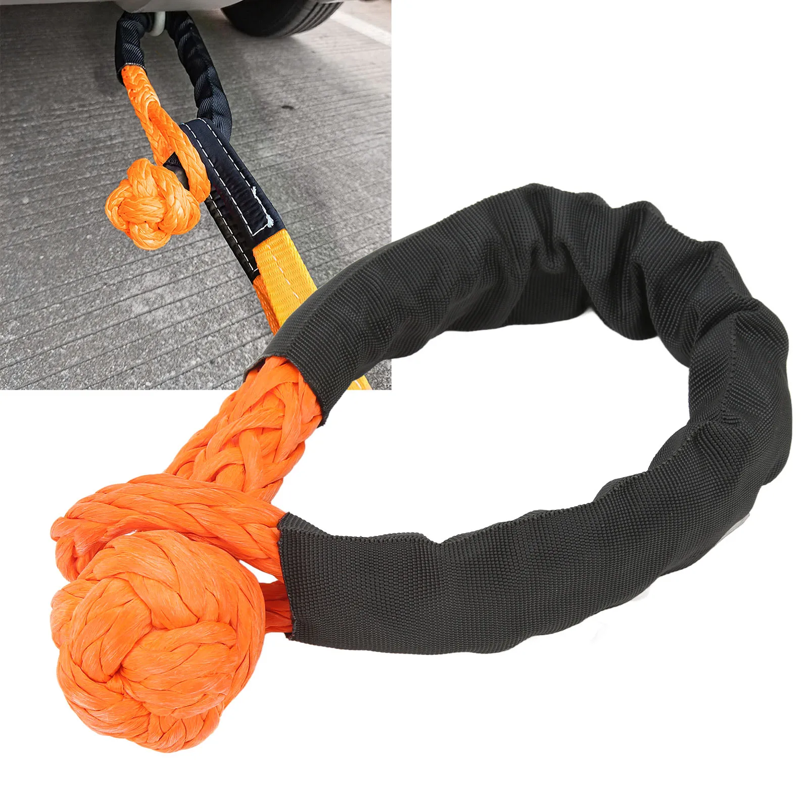 2Pcs Synthetic Soft Shackle 21 Tons Breaking Strength Flexible Lightweight Rope Shackle for Truck SUVs Offroad Vehicle