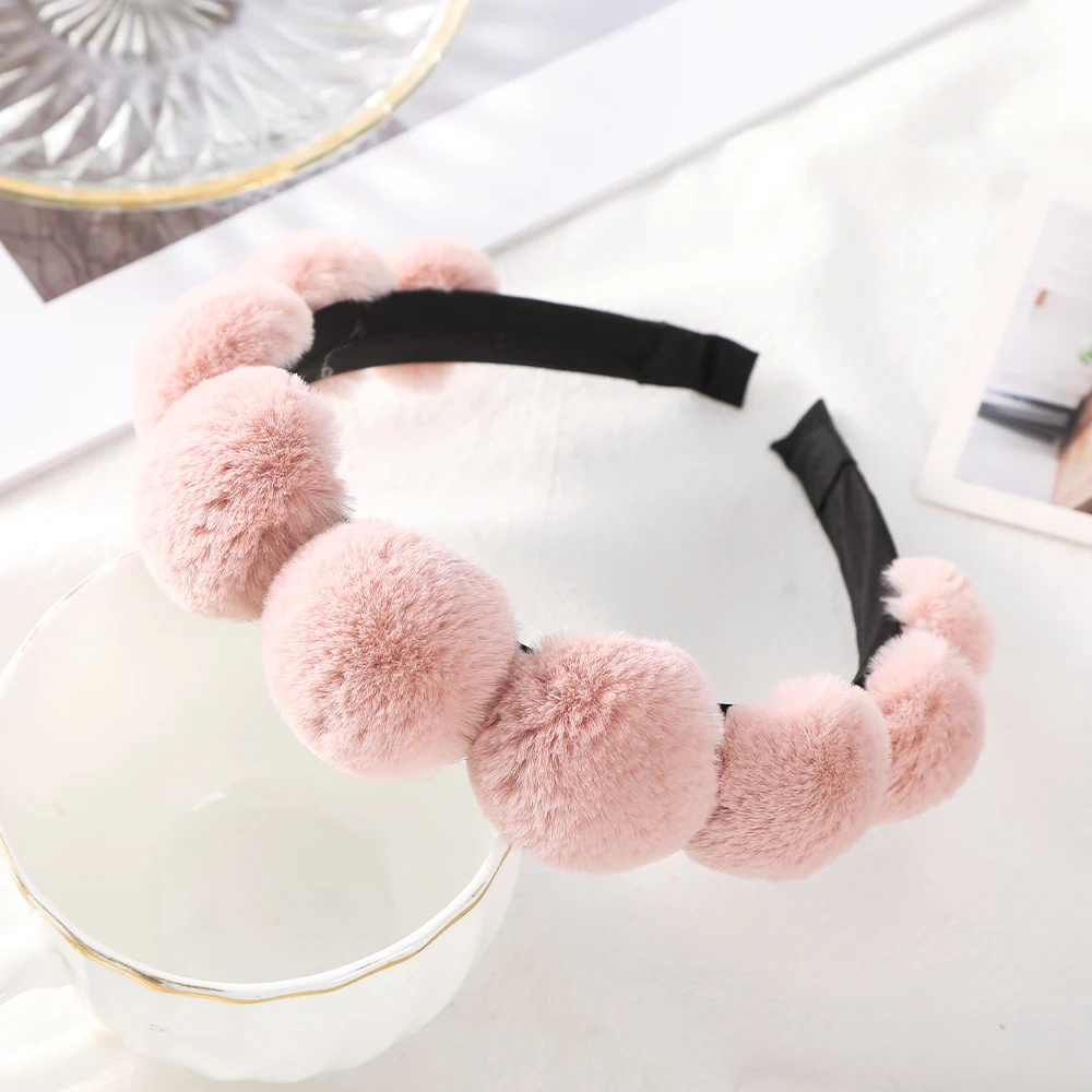 Haimeikang Wool Hairball Hair Hoops Autumn Winter Fashion Bezel Headbands Hair Band Cotton Warm Hair Accessories Headwear