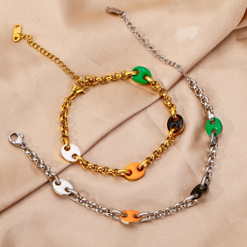 HIYEE gelang jimat Italia baja tahan karat untuk wanita perhiasan hadiah Hari Valentine bentuk bulat barang murah kualitas tinggi