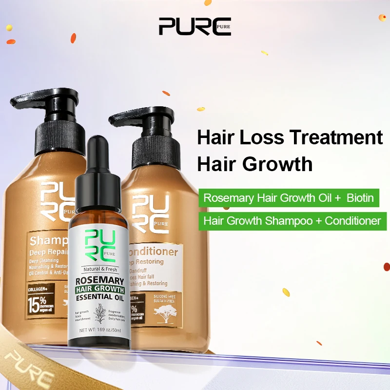 

PURC масло для волос с розмарином, марокканское аргановое масло, шампунь-кондиционер, набор кератиновых средств для лечения волос, восстановление поврежденных вьющихся волос, уход за волосами