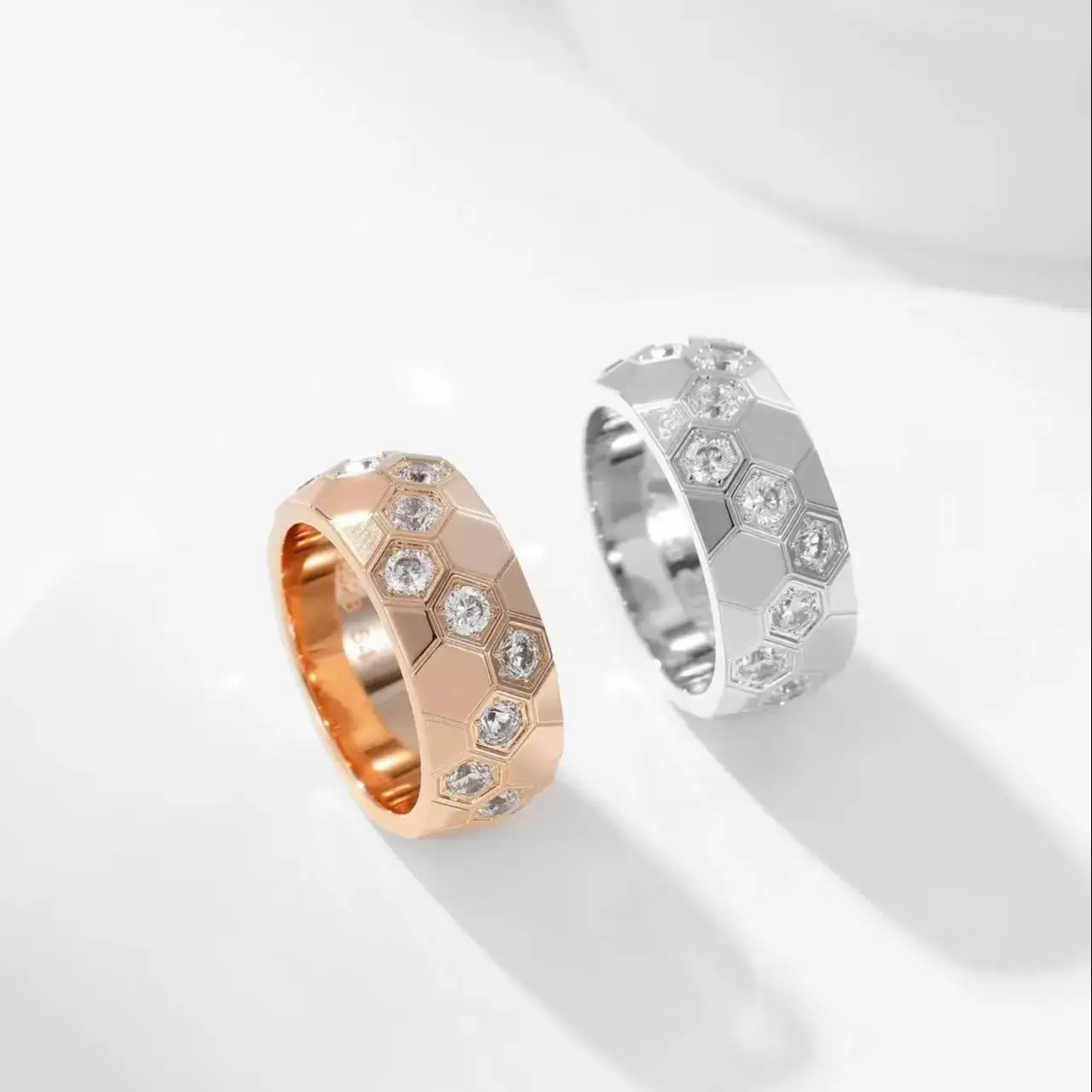 

French style 2025 New 925 Pure Silver Wide Edition Diamond Faced Honeycomb Ring Fashion High Luxury Versatile Women's Style Ring