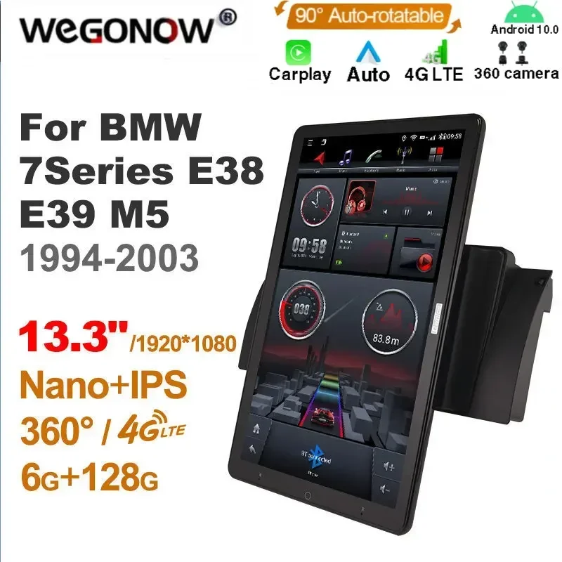 13.3 Inch Ownice 1Din Android10.0 Car Radio 360 for BMW 7 Series E38 1994-2001 E39 1995-2003 M5 Auto Audio SPDIF 4G LTE NO DVD