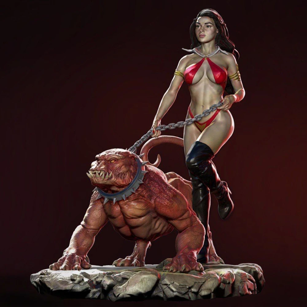 

Vampirella Hell Dog 1/24 Scale Resin Figure Model Kit Sexy Diorama Unassembled Unpainted Doll 3D Print DIY Statue Crafts Toy