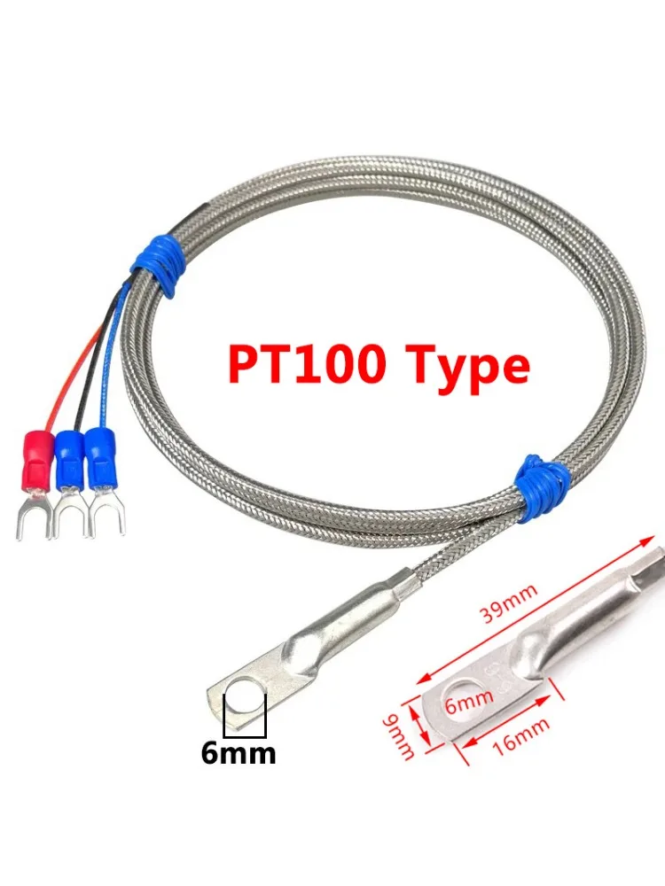 Rondelle de trou de 6mm, Type K/PT100, sonde de capteur de température à Thermocouple, câble de 1 à 10M pour capteur de température industriel 0 ~ 600 ° C