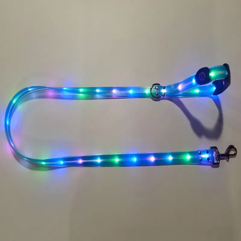 PVC Glowing Led Dog Leash USB Rechargeable With Webbing Glowing Adjustable Dog Flashing Collar Keep Your Pets Safe In Darkness