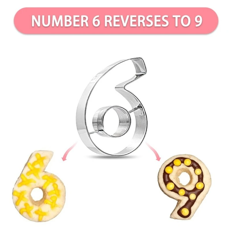 0-8 Number Cookie Cutters Set in Stainless Steel for Birthday Dessert J0MC