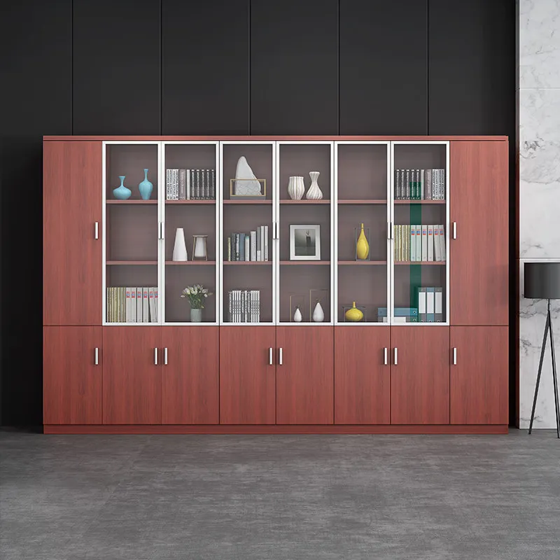 LH office file cabinet wooden combination bookcase against the wall office cabinet