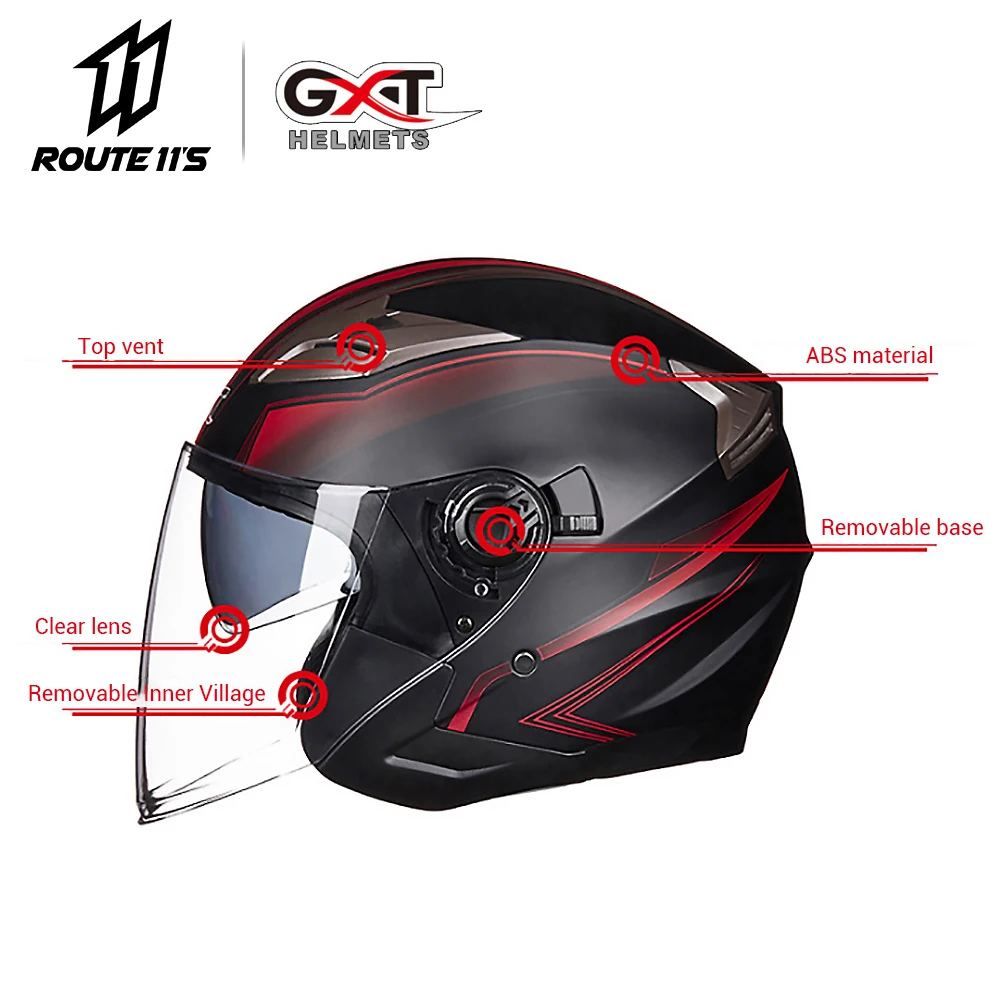 GXT Motorcycle Helmet Half Face ABS Motorbike Helmet Electric