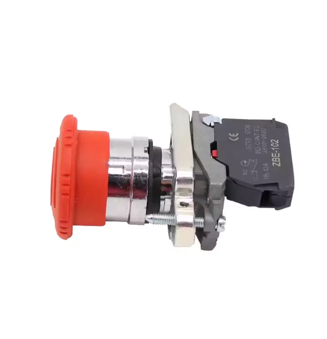 1pc Emergency Stop Mushroom Push Button Switch Fits Xb4-bs542 Spring Return 1n/c