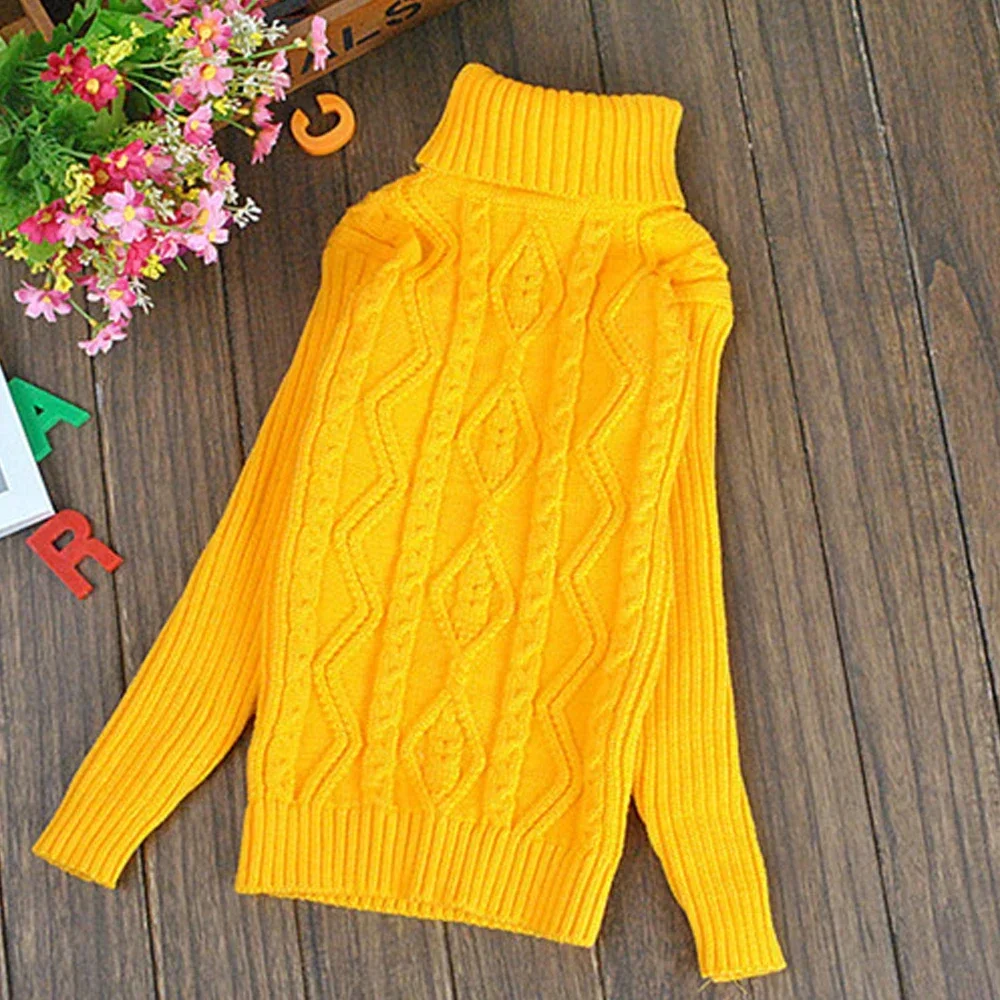 Xxx Boys Girls Thick Sweater Kids Turtleneck Pullover Children's Warm Knitwear 2023 Fall Winter Teenagers Solid Color Clothing