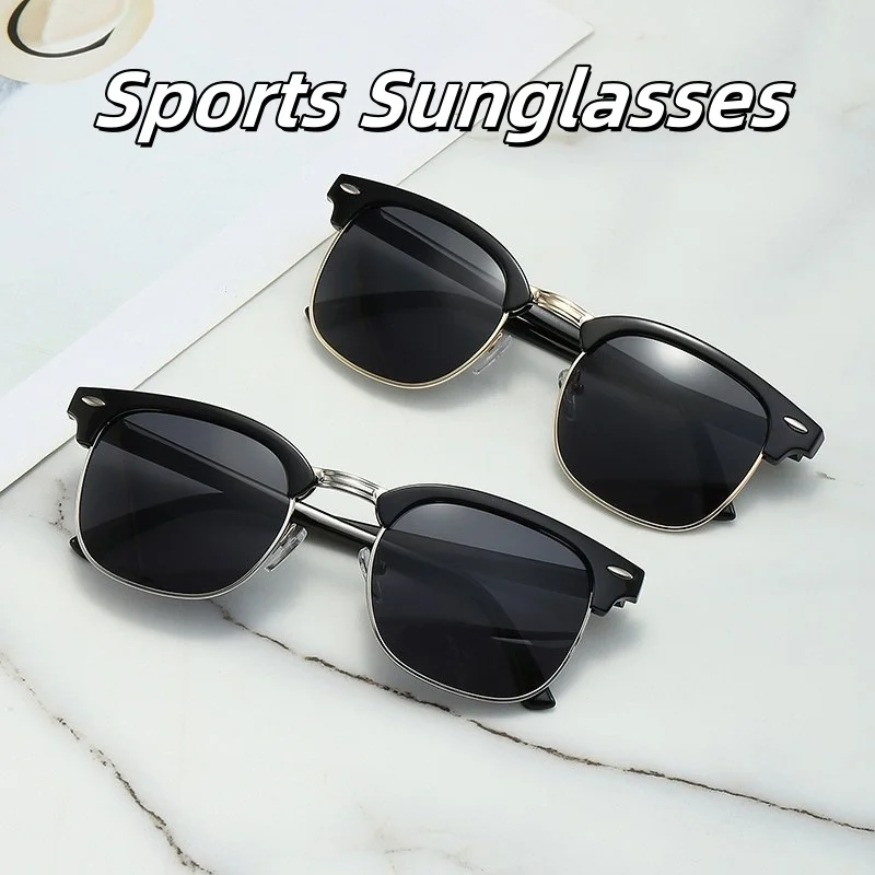 

Classic Retro Full Frame Sports Sunglasses Fashionable Rice Nail Trendy Male Driver's Driving Glasses UV400 Shades Eyewear