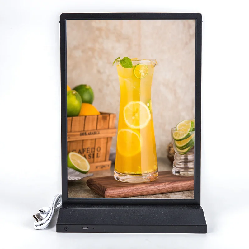 A5 A4 A3 Desktop Advertising Light Box Double Sided Menu Light Emitting Diode Rechargeable Battery