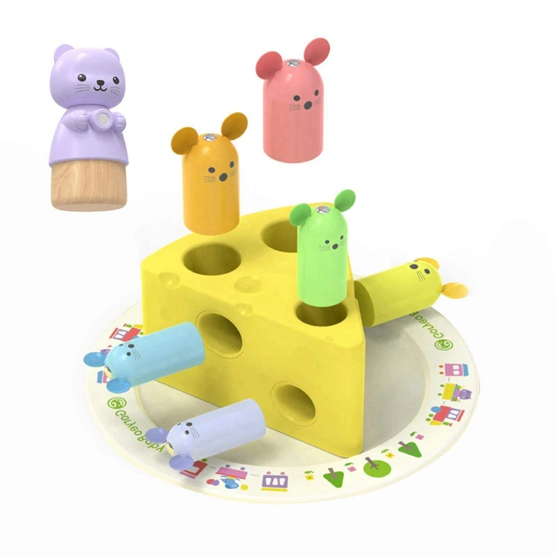 Brinquedo de madeira para bebês, mouse magnético para pesca, resgate, queijo, jogo divertido, formas de aprendizagem, cores, brinquedos educativos, presente para crianças