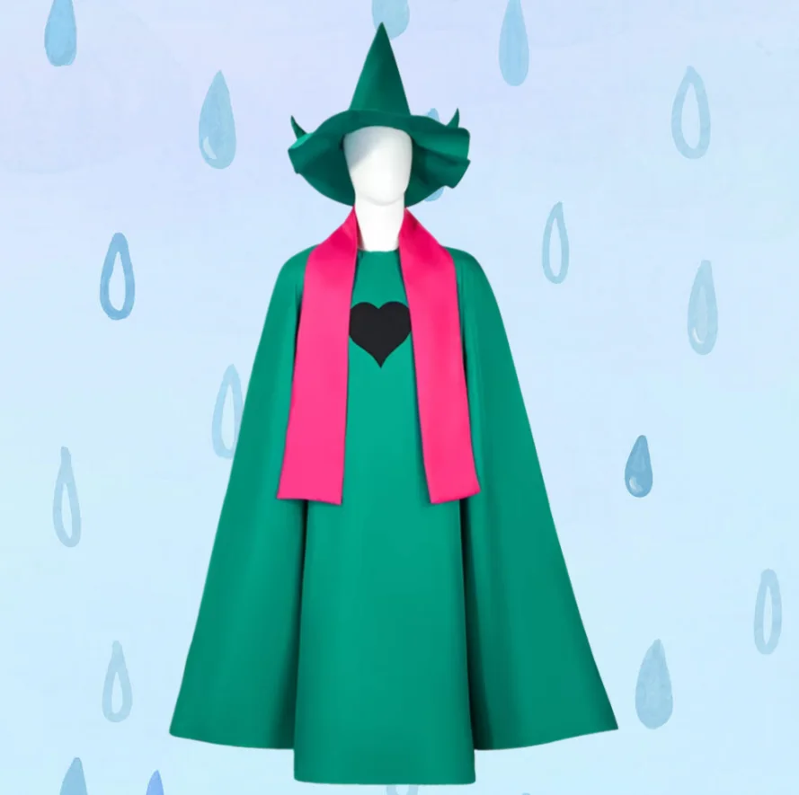 

Deltarune Ralsei аниме косплей костюм для взрослых толстовка плащ верхняя накидка наряд со шляпой шарф для Хэллоуина и карнавала
