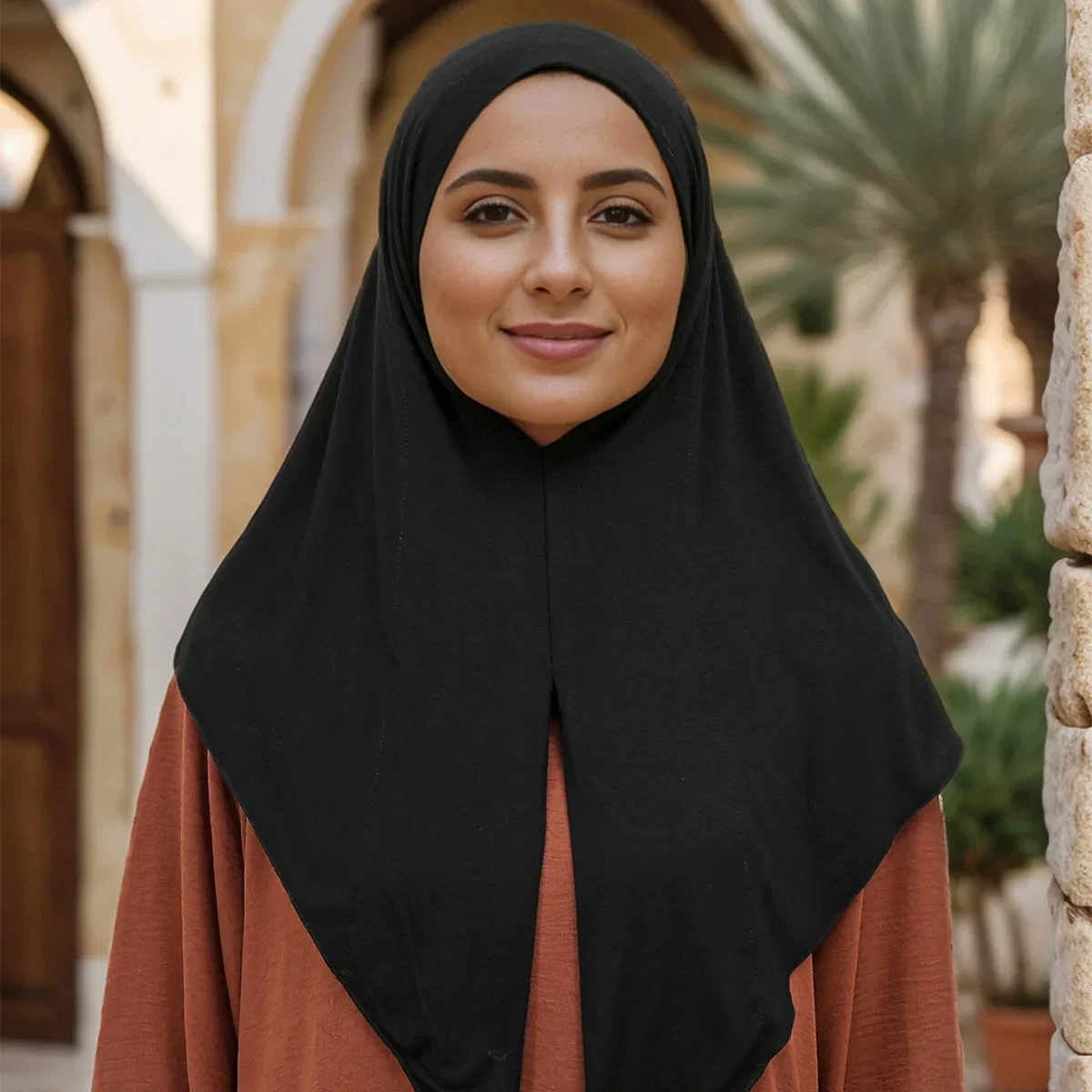 Muslim Women's Loop Instant Hijab Scarf Premium Jersey Cotton Stretchable Triangle Scarf Islam Headscarf Wraps Veils Heaband