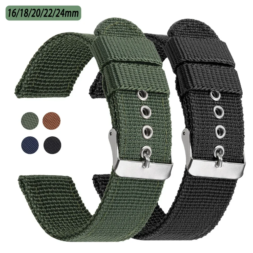 Pulseira de lona respirável para homens e mulheres, pulseira universal, alça de nylon macia, pulseira de relógio esportiva, pulseira de substituição, 18mm, 20mm, 22mm, 16mm, 24mm