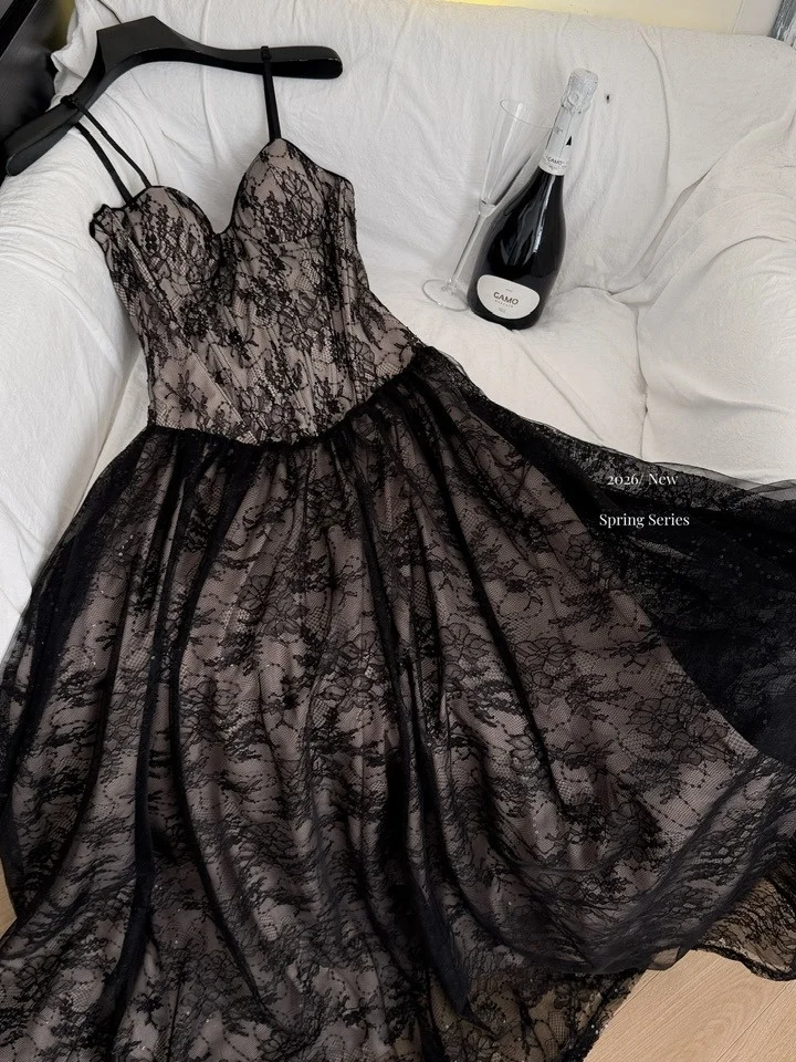 

Sexy Lace Splice Me Strapl Long Dr Women's Princ Sle Casual Polyester Fiber No Sve Overhead Dr