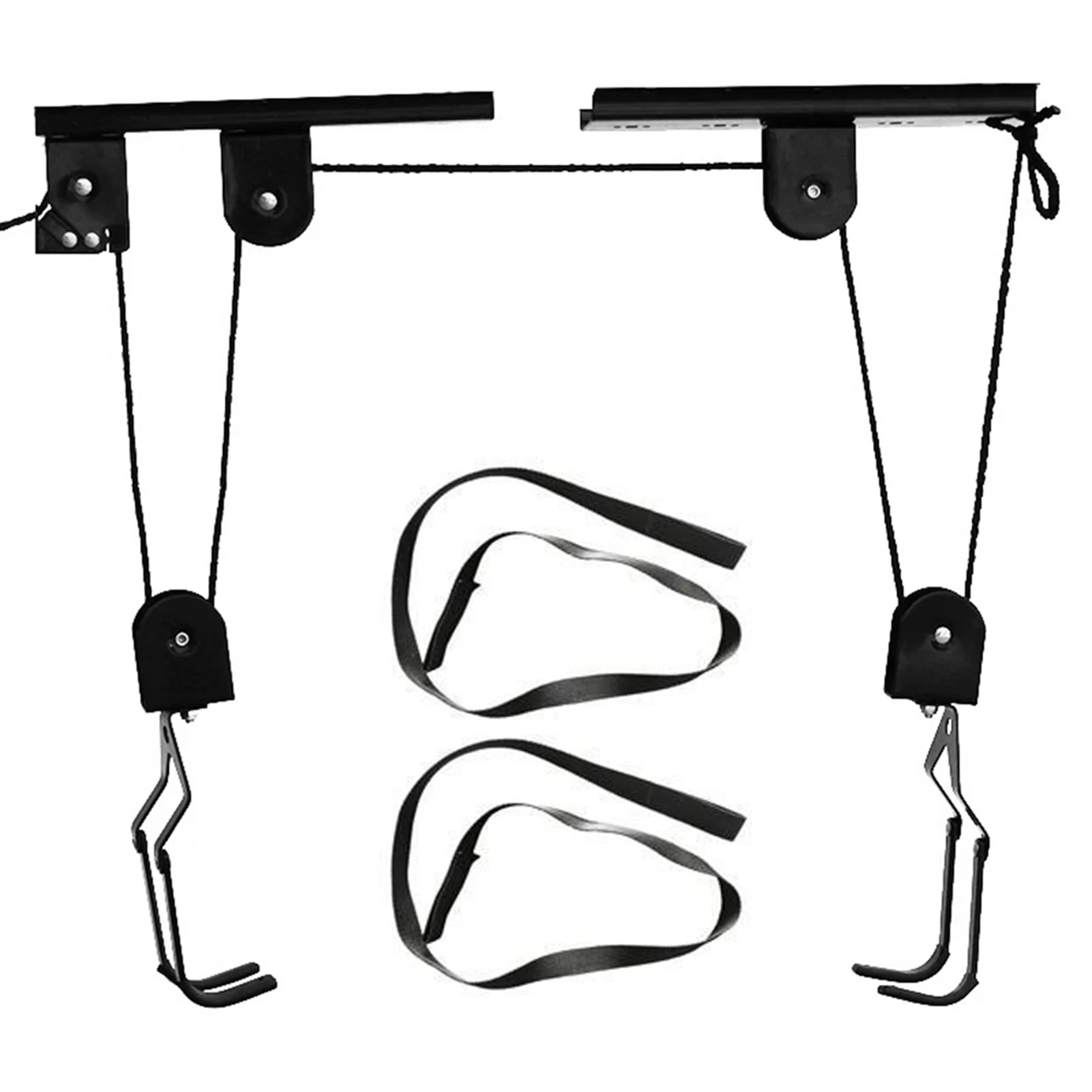 Bicycle Hoist Garage Storage Bike Lift Pulley System with 60kg Bearing Overhead Bike Rack Heavy Duty Ceiling Bicycle Hanger