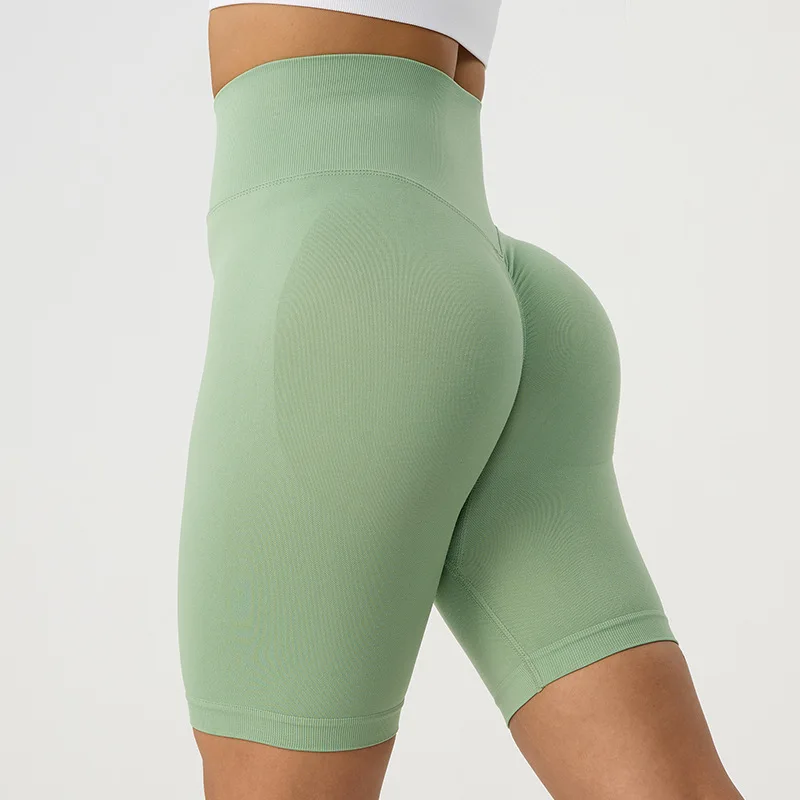 

Yoga Shorts Women's Summer Hip-shaping Belly-contracting Running Five-point Fitness Pants High Waist Hip Lift Tight Sports Peach