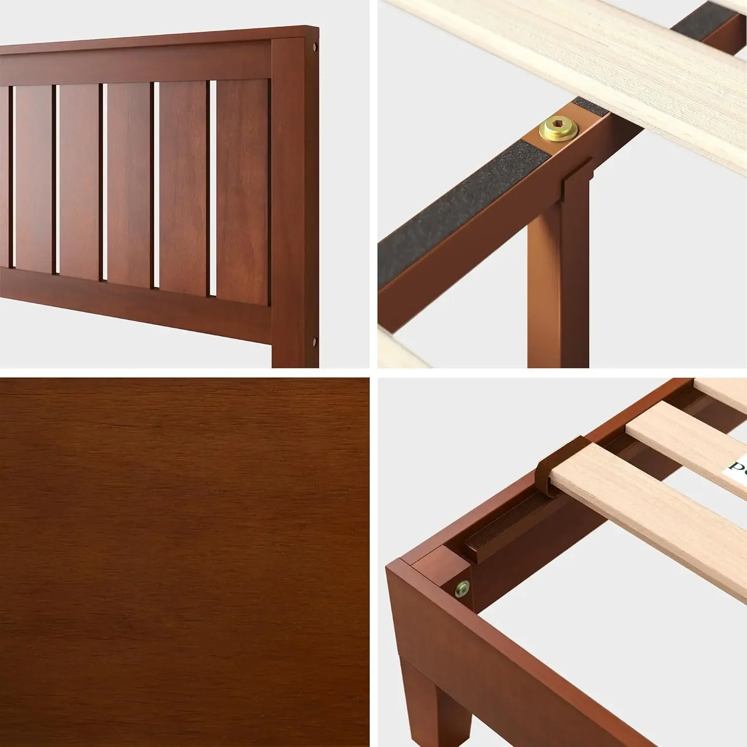 Deluxe Plataforma De Madeira Cama Frame Com Cabeceira, Suporte De Madeira Slat, Nenhuma Caixa De Primavera Necessária, Fácil Montagem, Rainha