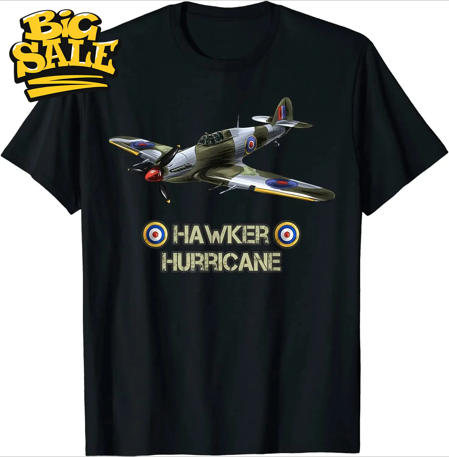 British Aircraft Hawker Hurricane Fighter T-Shirt 100% Cotton O-Neck Short Sleeve Summer Casual Mens T-shirt Streetwear
