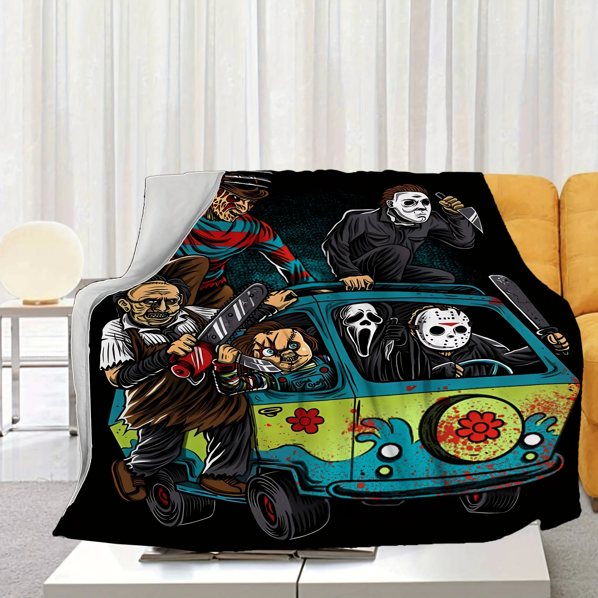 Halloween Blanket, Horror Movie Halloween Blanket - Super Soft and Cozy for Sofa, Bed, Travel and Camping - 1 Piece