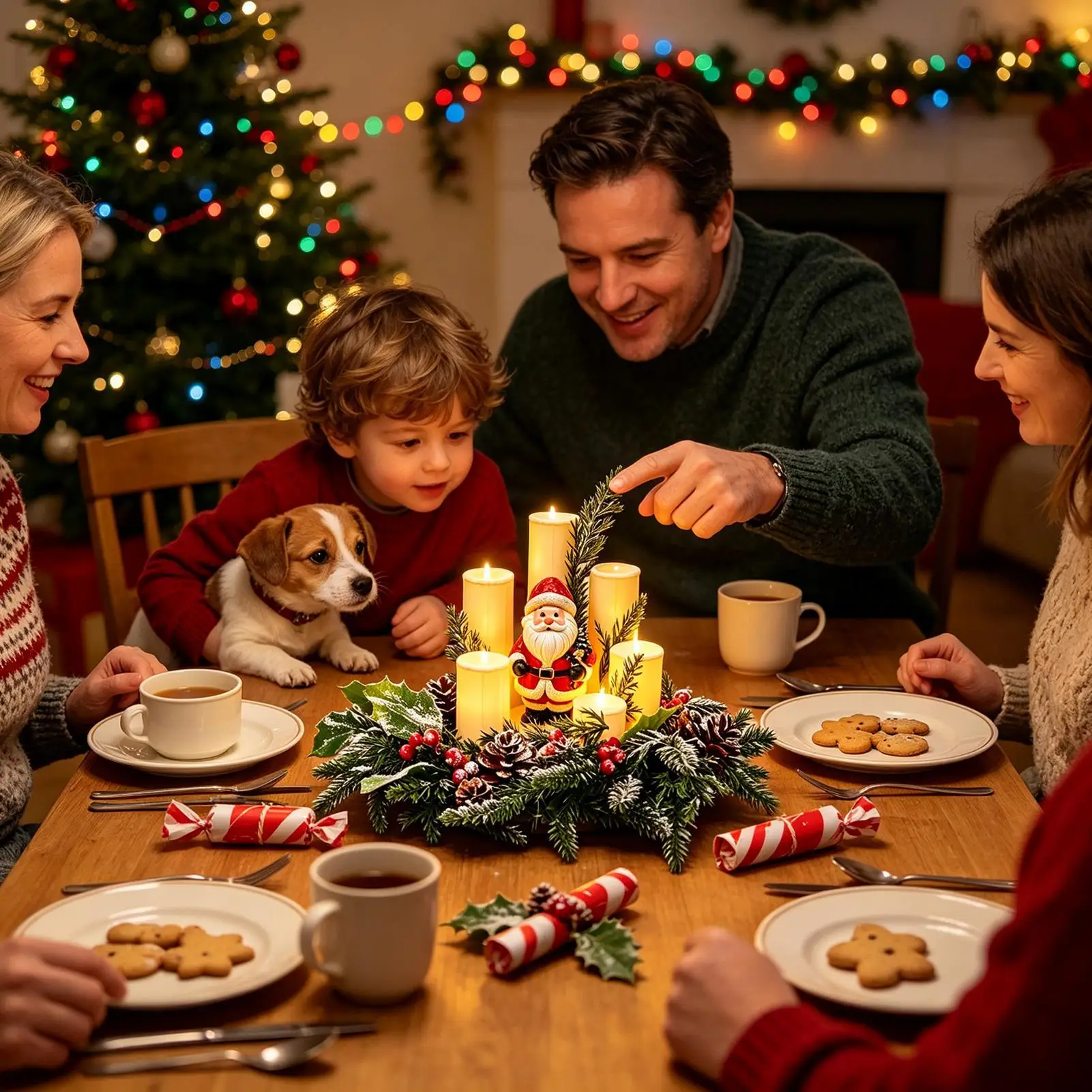 LED Lighted Christmas Centerpiece Seasonal Display Table Decoration Christmas Decoration With Flameless Candle For Home