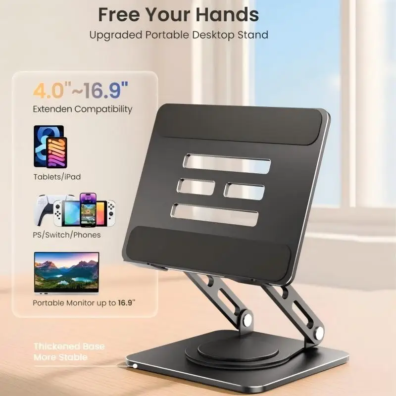 

360° Swivel Tablet Stand Adjustable for Desk Foldable & Portable Computer&Monitor Stand up to 16.9inches подставка для планшета